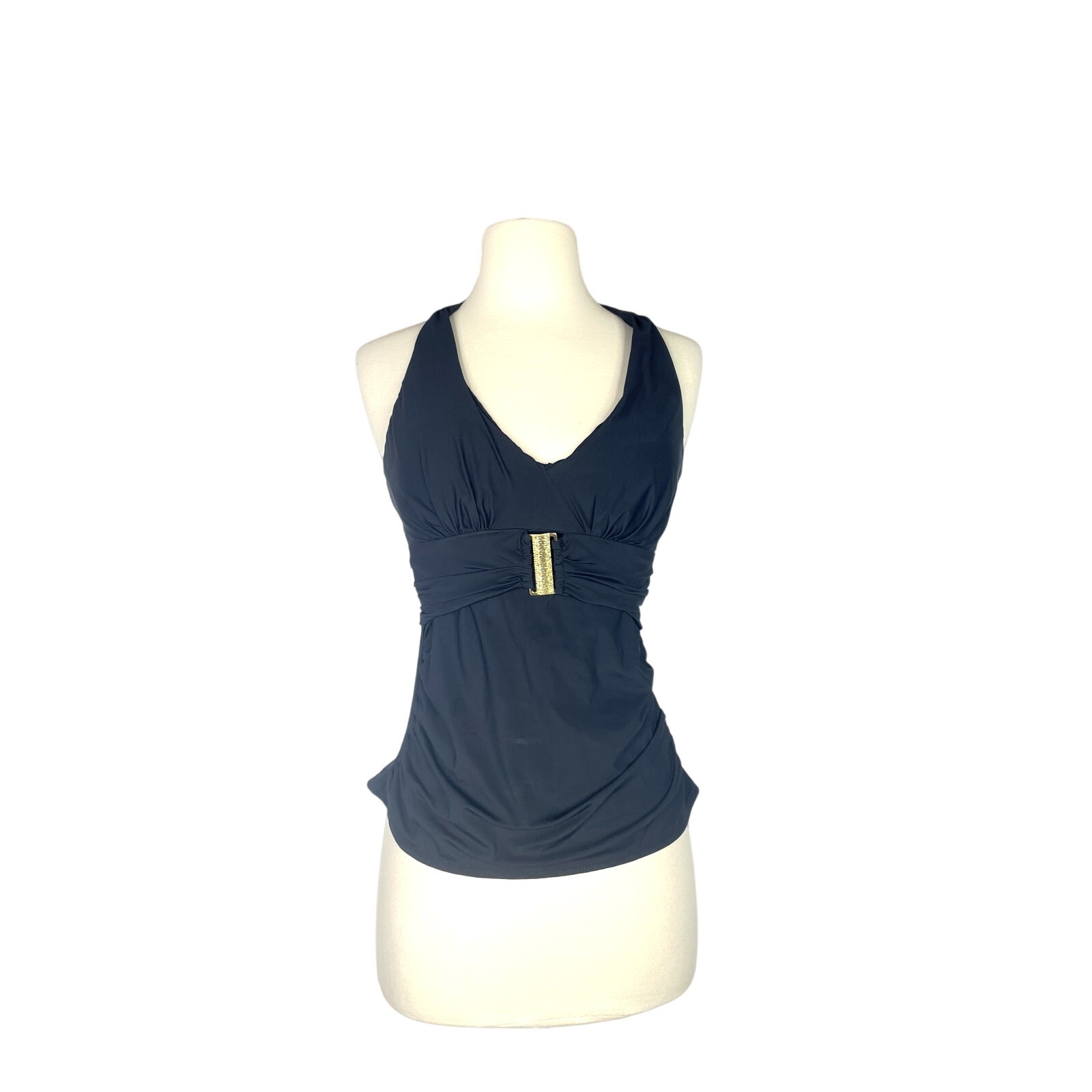 Spanx Belted Beauty Slimming Black Halter Tankini Top 6